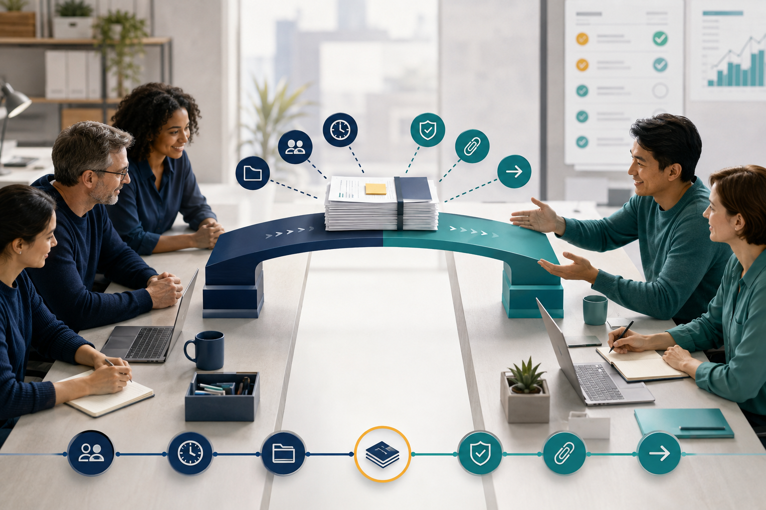 A clean workflow handoff between people and systems